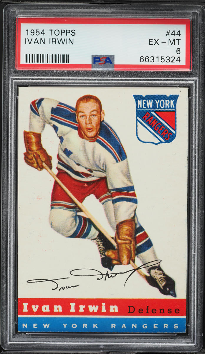 1954 Topps Hockey Ivan Irwin ROOKIE #44 PSA 6 EXMT