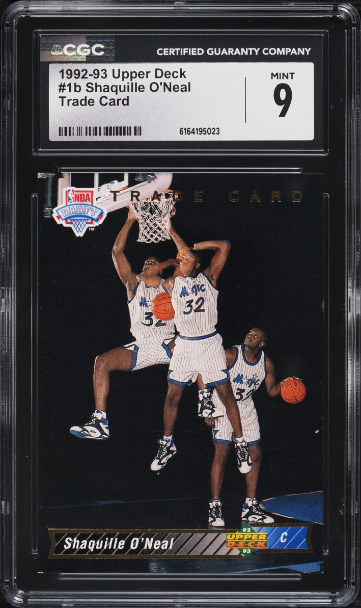 1992 Upper Deck Trade Card Shaquille O'Neal ROOKIE #1b CGC 9 MINT