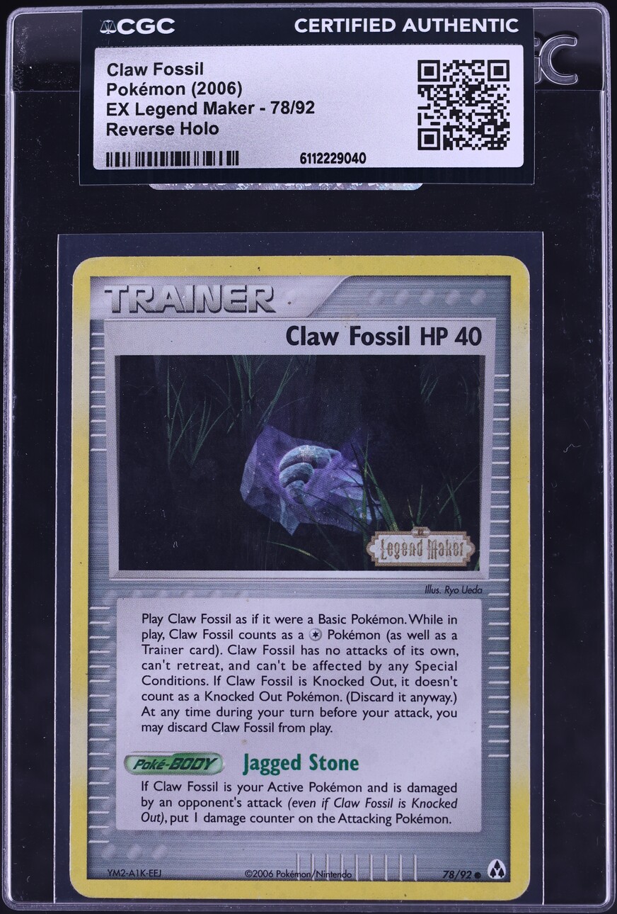 2006 Pokemon EX Legend Maker Reverse Holo Claw Fossil #78 CGC AUTH