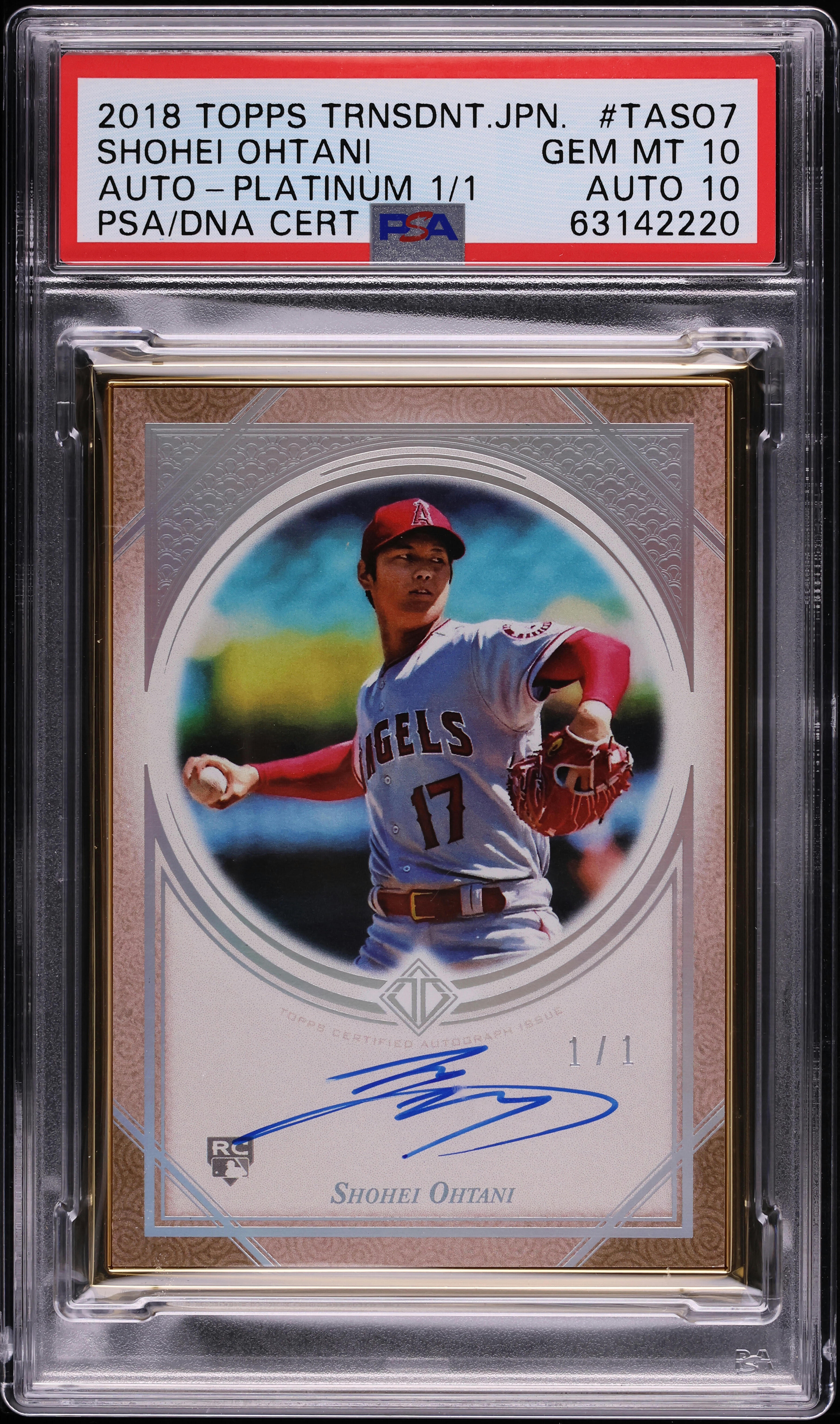 2018 Topps Transcendent Japan Platinum Shohei Ohtani RC AUTO DNA