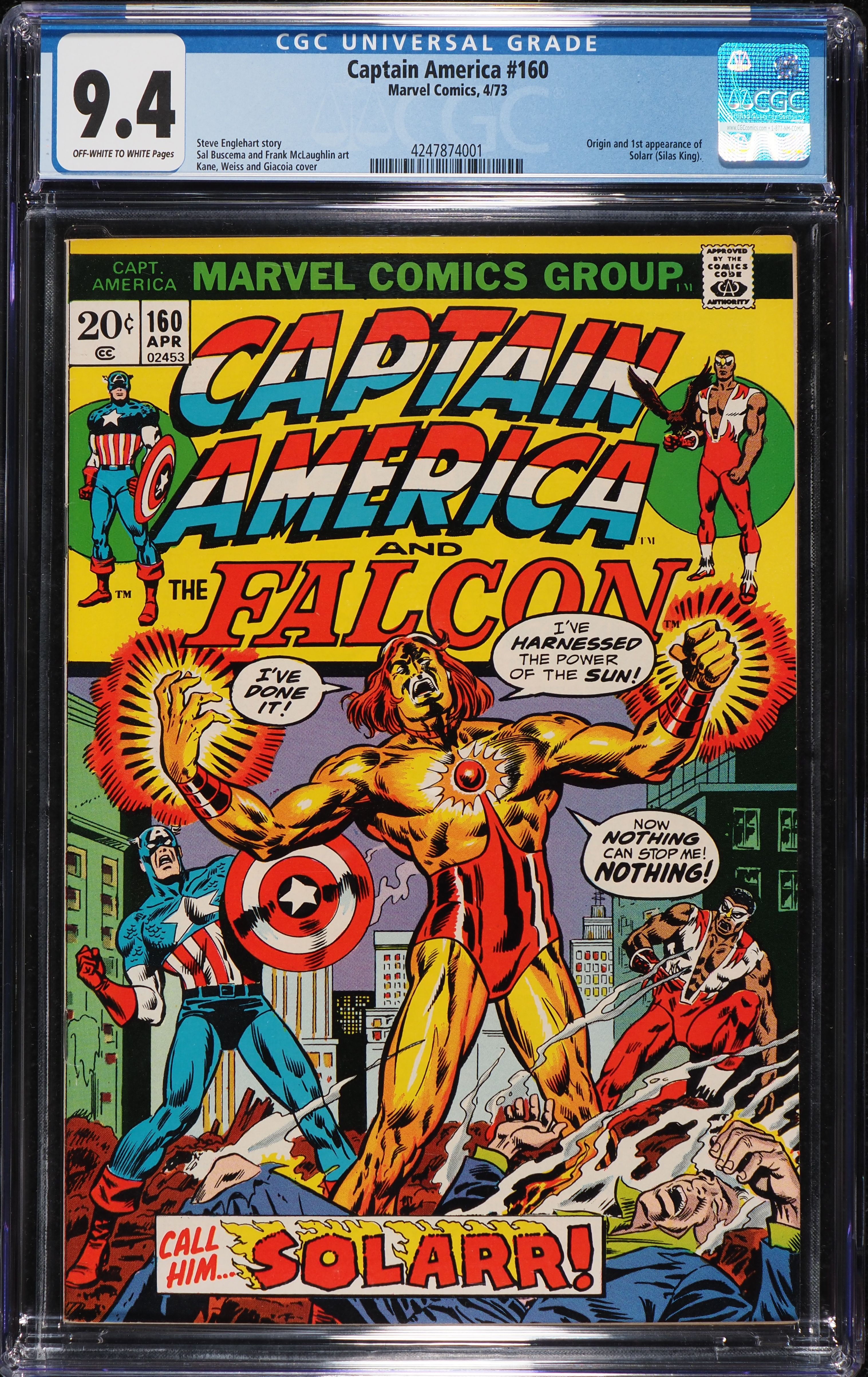 Captain America #160 (Marvel, 1973) CGC 9.4 Off-White To White Pages