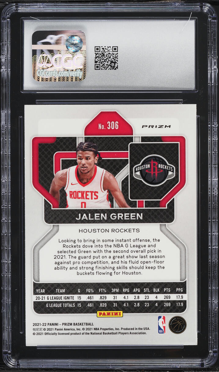 2021 Panini Prizm Red White & Blue Jalen Green ROOKIE #306 CGC 10 GEM MINT