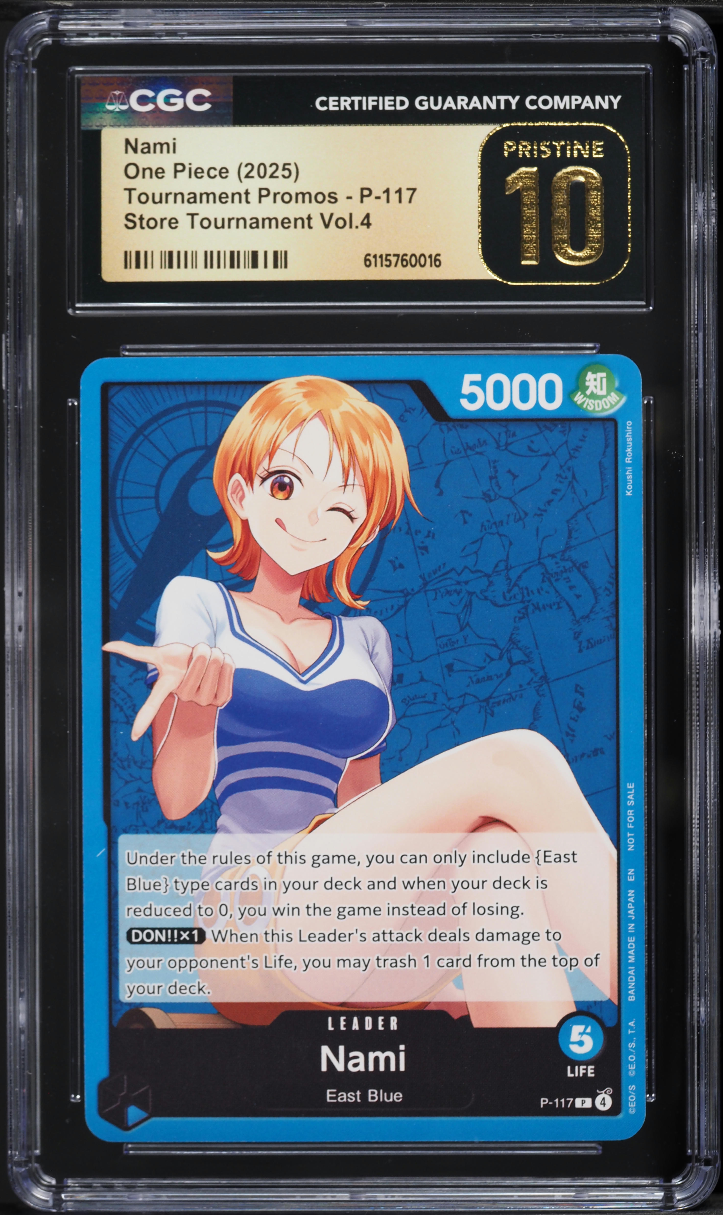 2025 One Piece Tournament Promo Store Volume 4 Leader Nami #P-117 CGC 10 PRISTINE