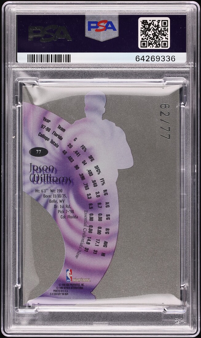 1998 Skybox E-X Century Essential Credentials Now Jason Williams /77 #77 PSA 9