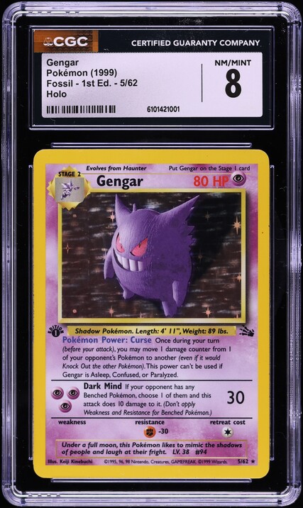 1999 Pokemon Fossil 1st Edition Holo Gengar #5 CGC 10 GEM MINT on