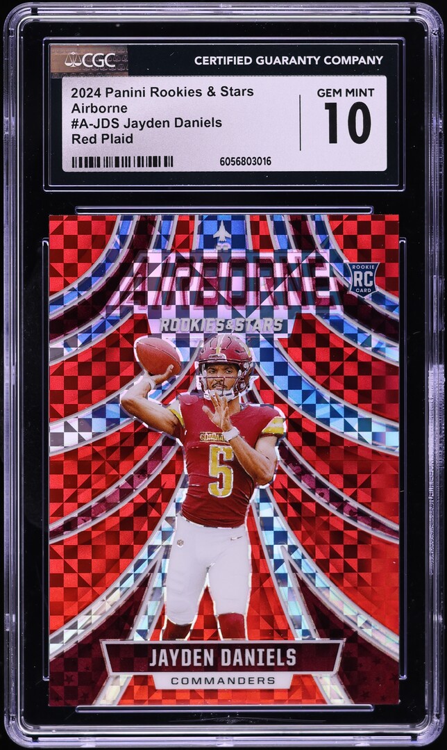 2024 Panini Rookies & Stars Airborne Red Plaid Jayden Daniels ROOKIE CGC 10 GEM