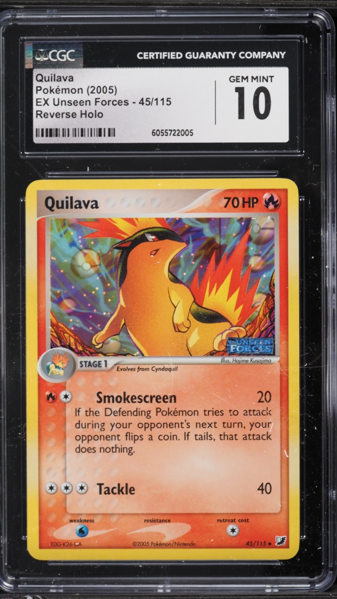2005 Pokemon EX Unseen Forces Reverse Holo Quilava #45 CGC 10 GEM MINT