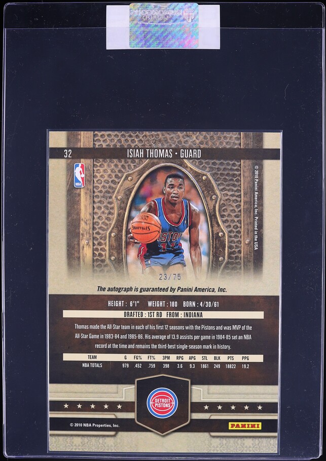 2009 Panini Court Kings 5x7 Box Topper Isiah Thomas AUTO /75 #32 CGC AUTH