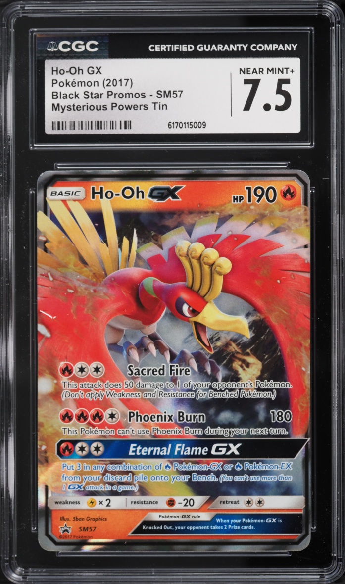 2017 Pokemon Sun & Moon Promo Mysterious Powers Tin Ho-Oh GX #SM57 CGC 7.5 NRMT+