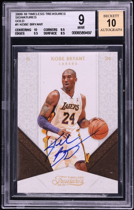 2009 Timeless Treasures Signatures Gold Kobe Bryant AUTO 1/10 #1 BGS 9 MINT