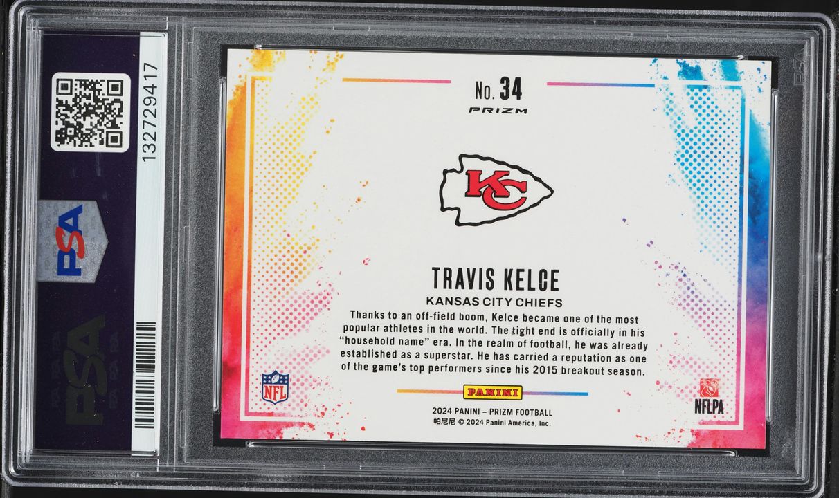 2024 Panini Prizm Color Blast Travis Kelce #34 PSA AUTH