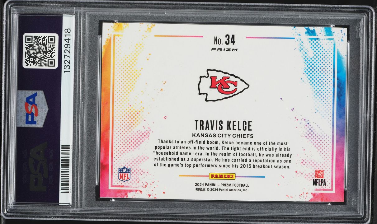 2024 Panini Prizm Color Blast Travis Kelce #34 PSA AUTH