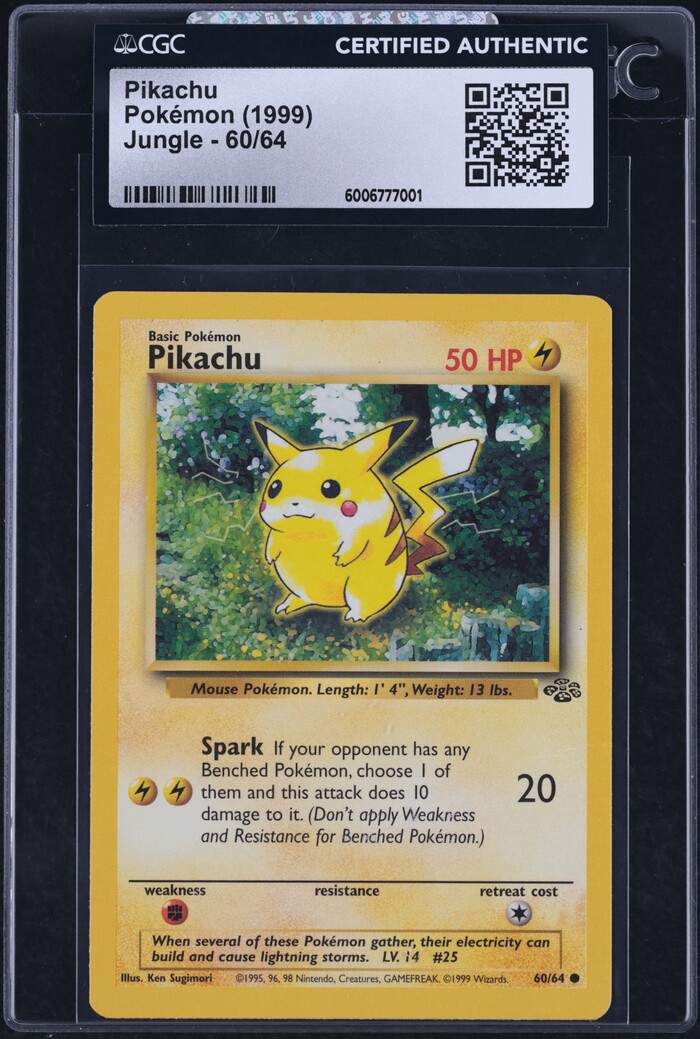 1999 Pokemon Jungle Pikachu #60 CGC AUTH