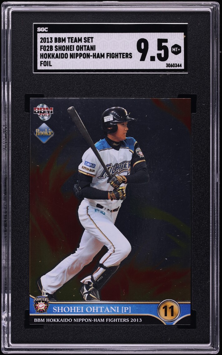 2013 BBM Team Set Hokkaido Nippon-Ham Fighters Foil Shohei Ohtani ROOKIE #F02B SGC 9.5 MINT+