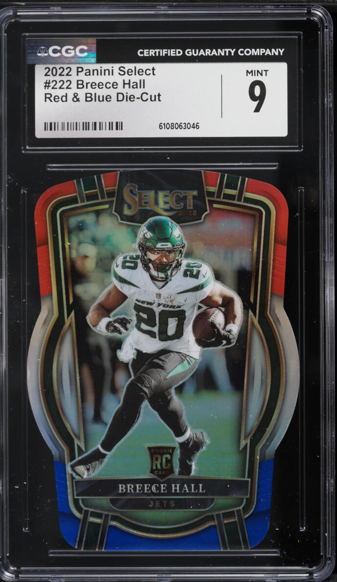 2022 Select Club Level Red & Blue Die-Cut Breece Hall ROOKIE #222 CGC 9 MINT