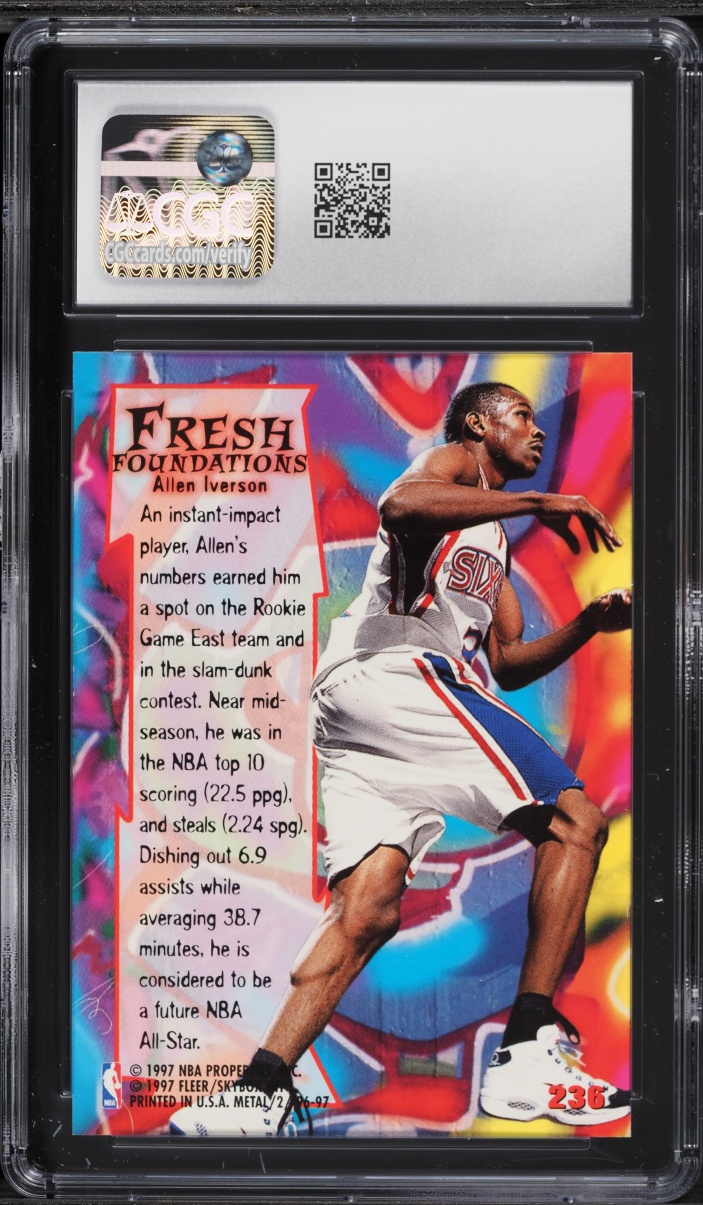 1996 Metal Fresh Foundations Allen Iverson ROOKIE #236 CGC 9 MINT