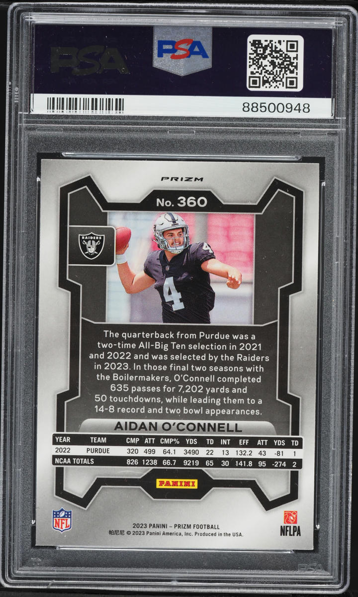 2023 Panini Prizm Disco Aidan O'Connell ROOKIE #360 PSA 9 MINT