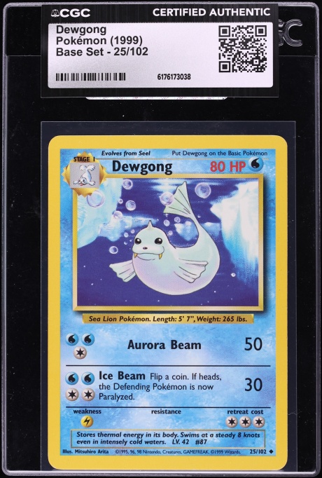 1999 Pokemon Base Set Dewgong #25 CGC AUTH