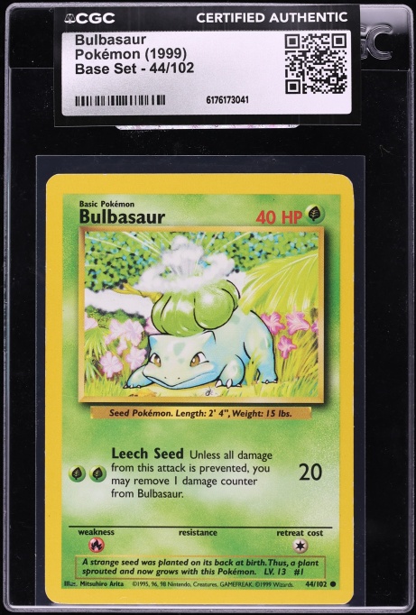 1999 Pokemon Base Set Bulbasaur #44 CGC AUTH