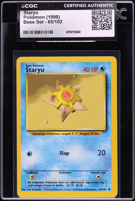 1999 Pokemon Base Set Staryu #65 CGC AUTH