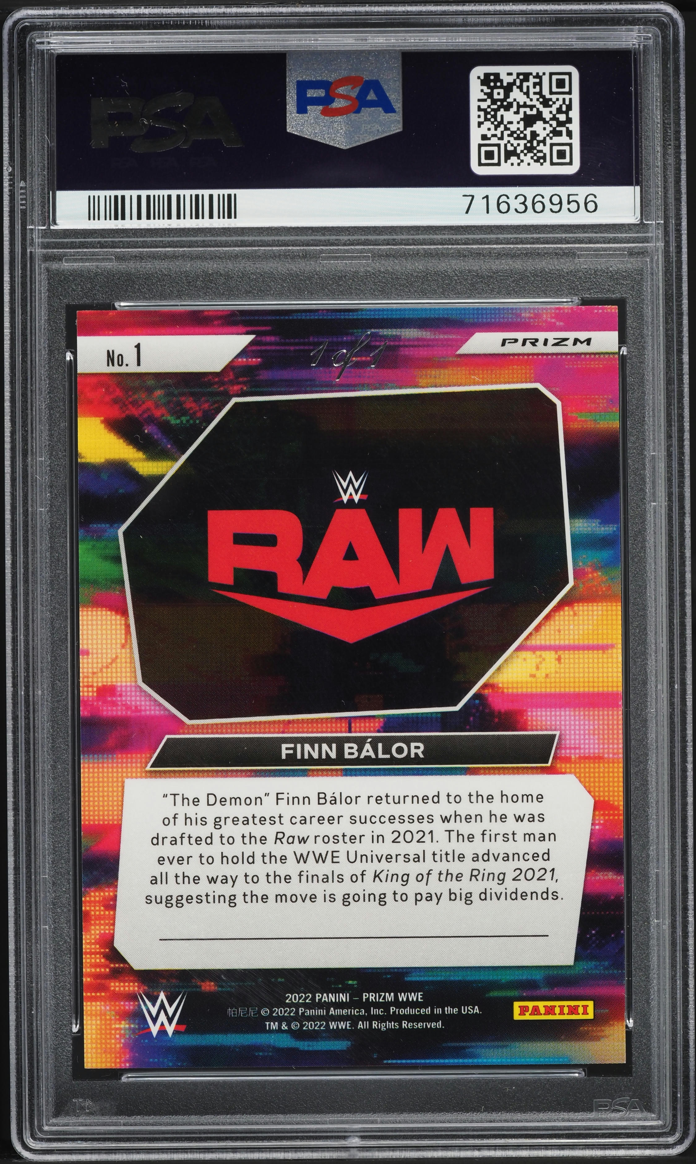 2022 Panini Prizm WWE Next Level Black The Demon Finn Balor 1/1 #1 PSA 9 MINT