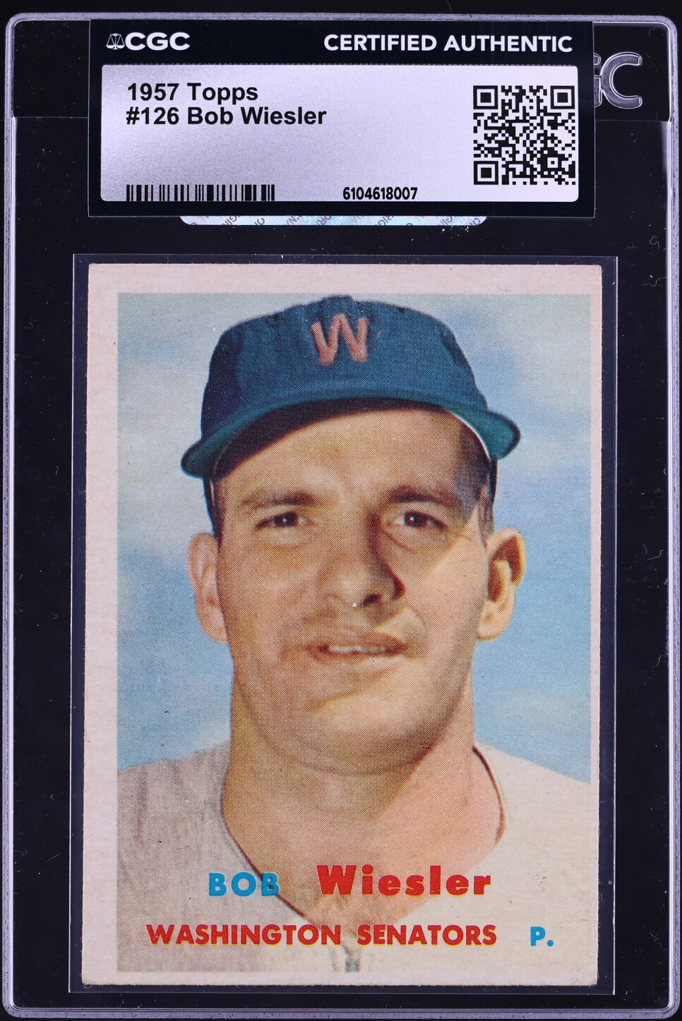 1957 Topps Bob Wiesler #126 CGC AUTH