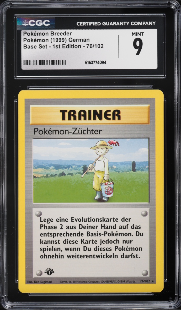 1999 Pokemon German Base Set 1st Edition Pokemon Breeder #76 CGC 9 MINT