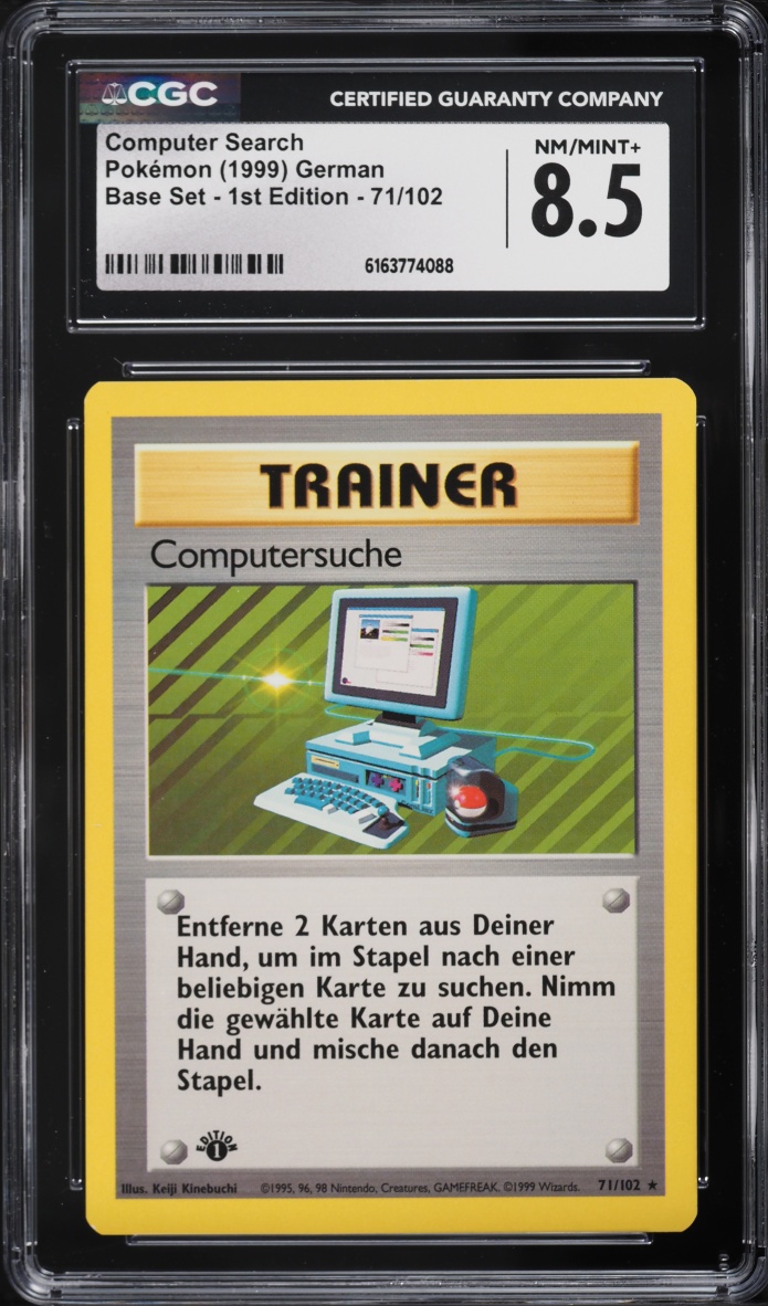 1999 Pokemon German Base Set 1st Edition Computer Search #71 CGC 8.5 NM-MT+