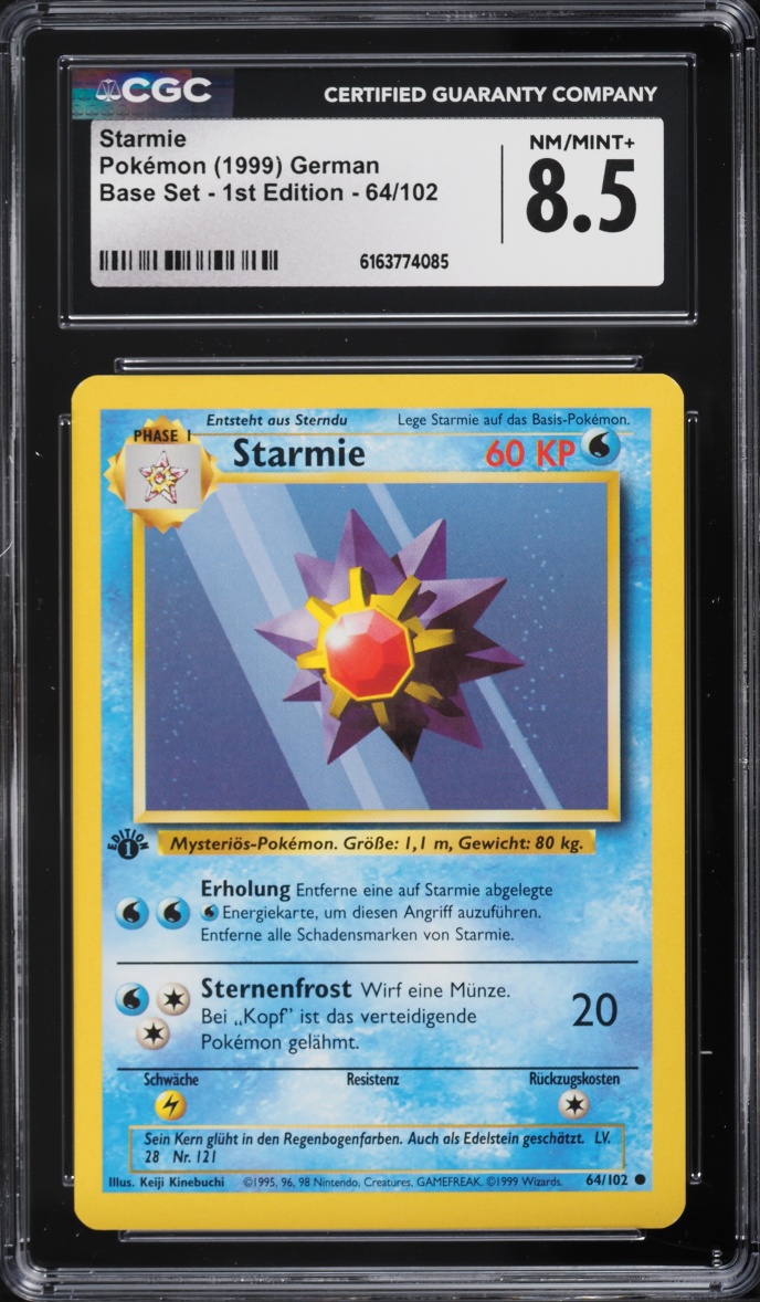 1999 Pokemon German Base Set 1st Edition Starmie #64 CGC 8.5 NM-MT+