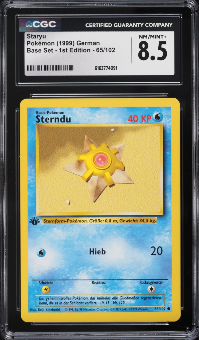 1999 Pokemon German Base Set 1st Edition Staryu #65 CGC 8.5 NM-MT+