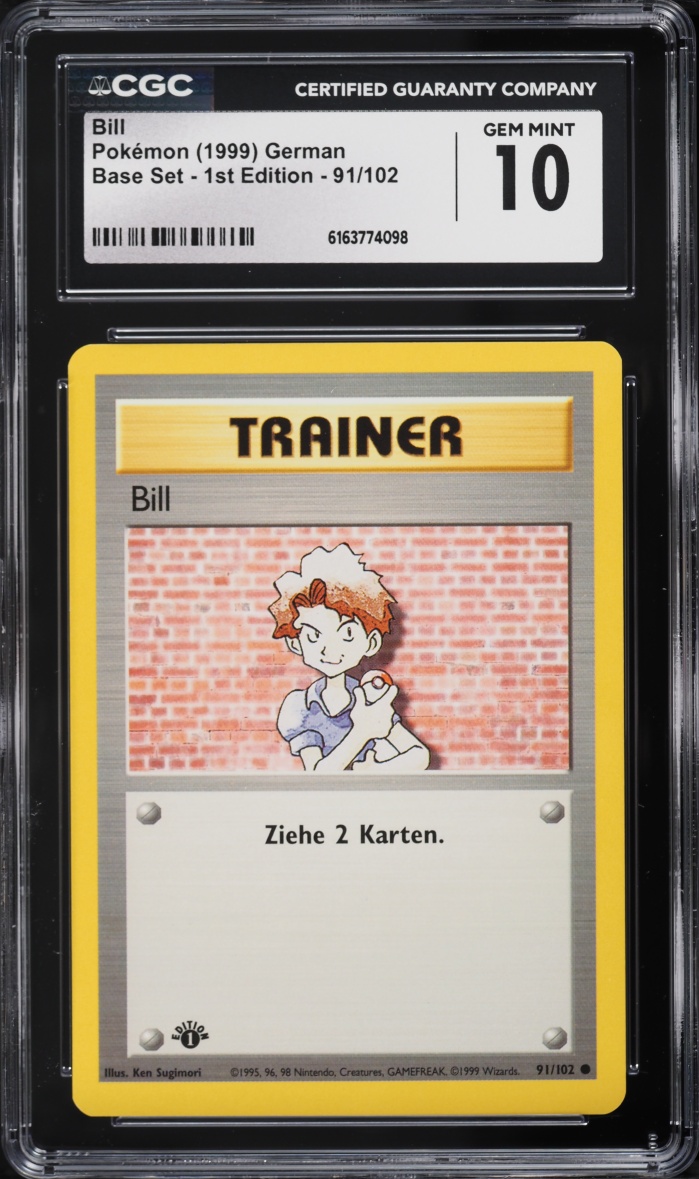 1999 Pokemon German Base Set 1st Edition Bill #91 CGC 10 GEM MINT