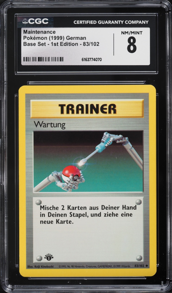 1999 Pokemon German Base Set 1st Edition Maintenance #83 CGC 8 NM-MT