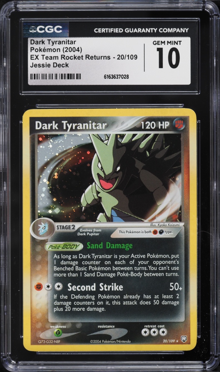 2004 Pokemon EX Team Rocket Returns Jessie Deck Holo Dark Tyranitar #20 CGC 10 GEM MINT