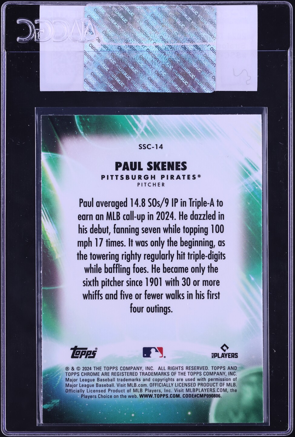 2024 Topps Chrome Update Stratospheric Stars Paul Skenes ROOKIE #SSC-14 CGC AUTH