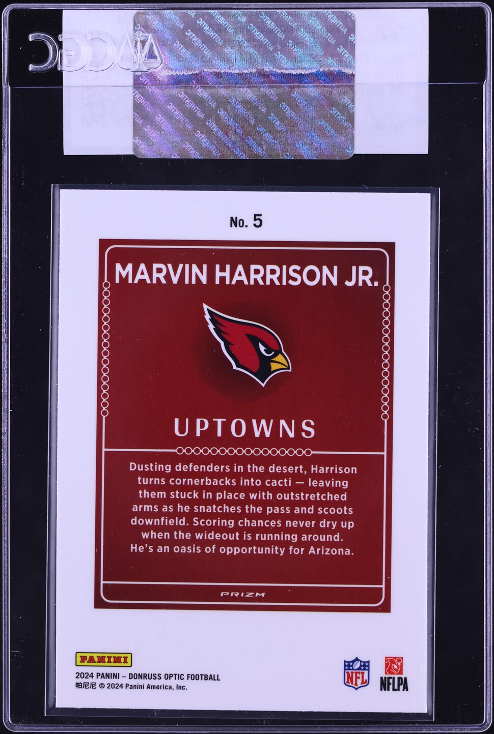 2024 Donruss Optic Uptowns Marvin Harrison Jr. ROOKIE #5 CGC AUTH