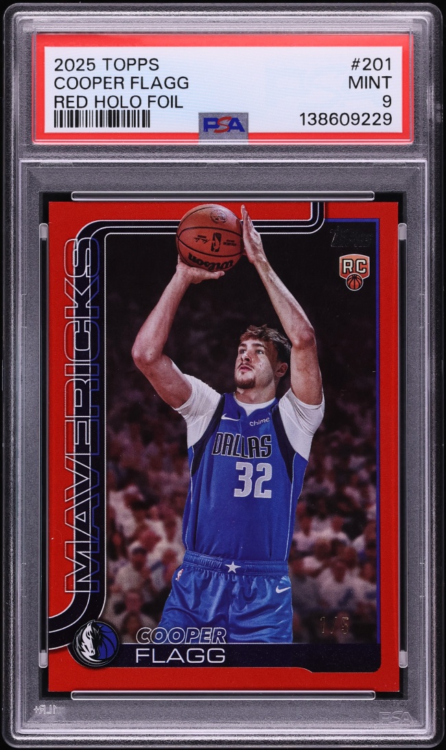 2025 Topps Red Holo Foil Cooper Flagg ROOKIE 1/5 #201 PSA 9 MINT
