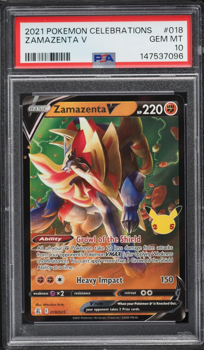 2021 Pokemon Sword & Shield Celebrations Holo Zamazenta V #18 PSA 10 GEM MINT