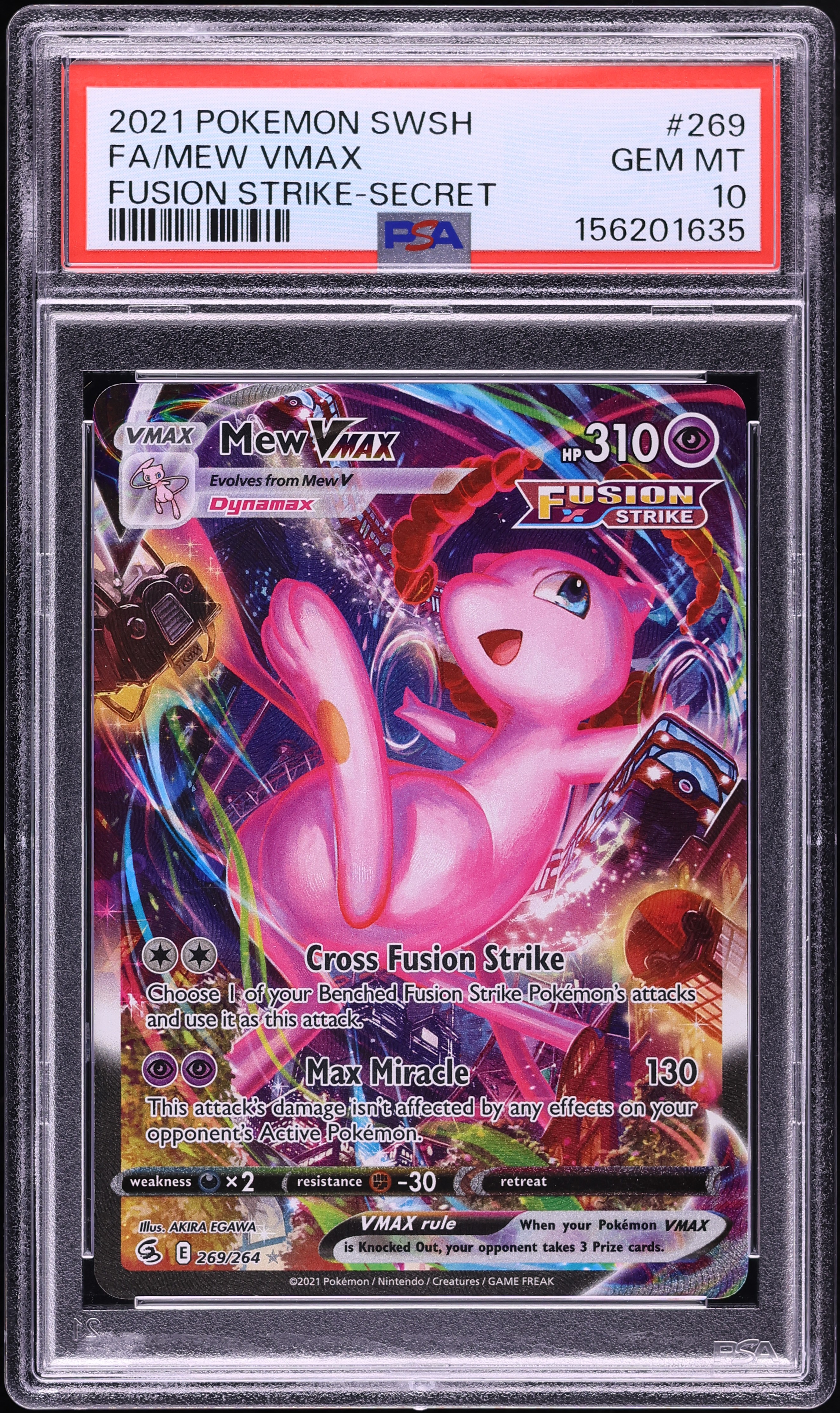 2021 Pokemon Sword & Shield Fusion Strike Alt Art Mew VMAX #269 PSA 10 GEM MINT