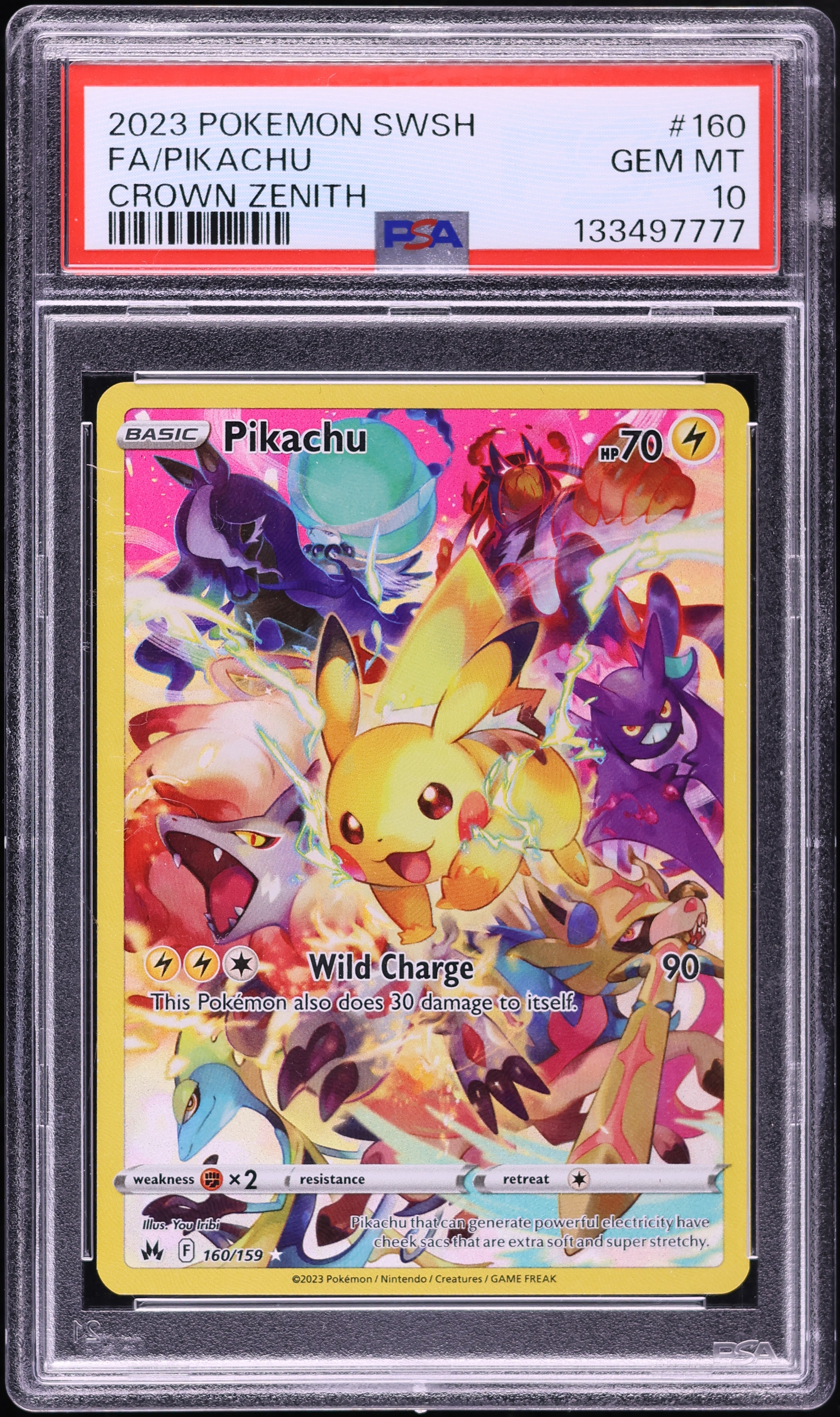 2023 Pokemon Sword & Shield Crown Zenith Full Art Pikachu #160 PSA 10 GEM MINT