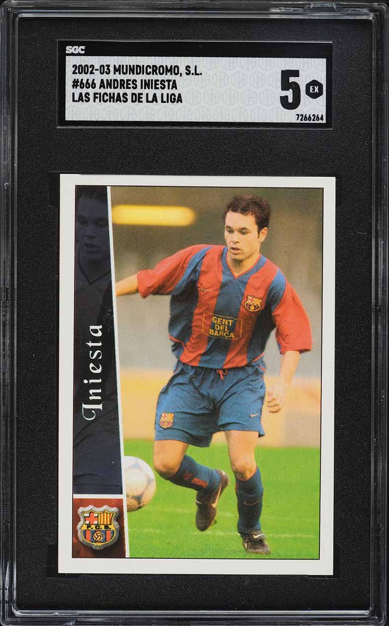 2002 Mundi Cromo Liga Andres Iniesta Lujan ROOKIE #666 SGC 5 EX