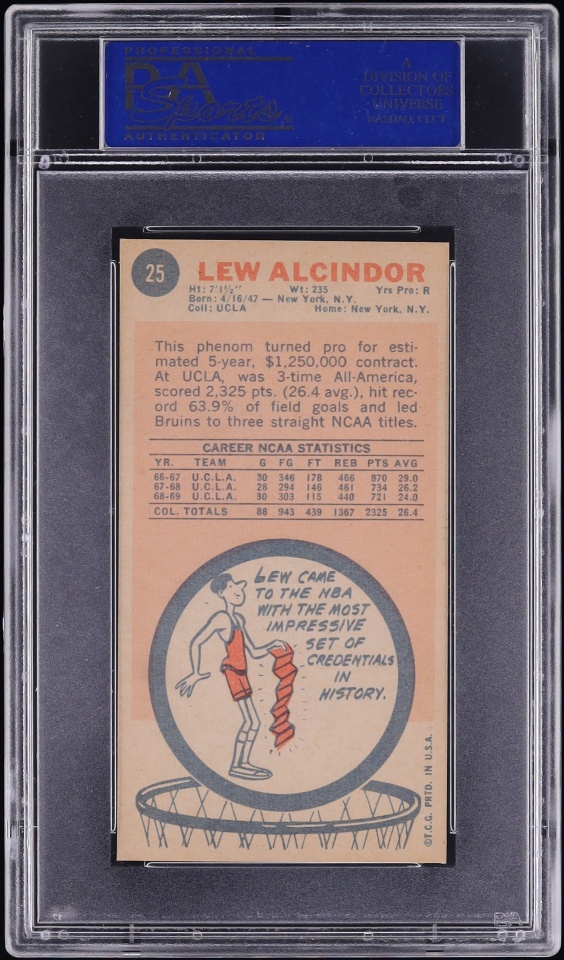 1969 Topps Basketball Lew Alcindor ROOKIE #25 PSA 7 NRMT