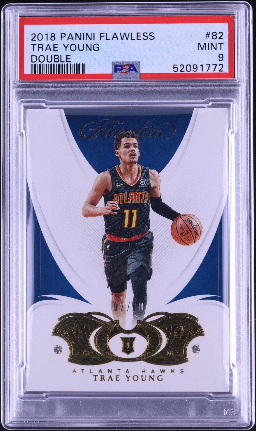 2018 Panini Flawless Double Trae Young ROOKIE /10 #82 PSA 9 MINT