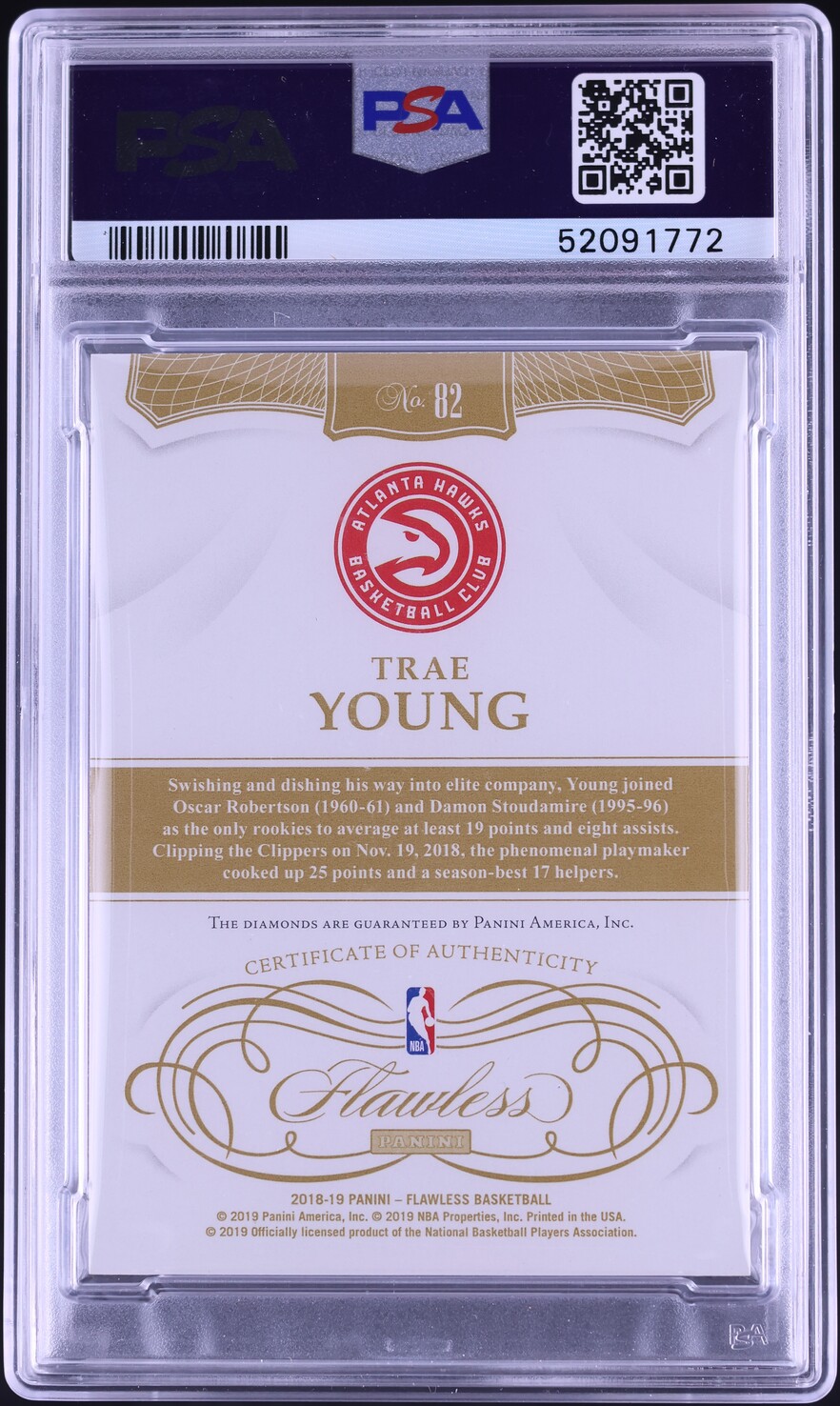 2018 Panini Flawless Double Trae Young ROOKIE /10 #82 PSA 9 MINT