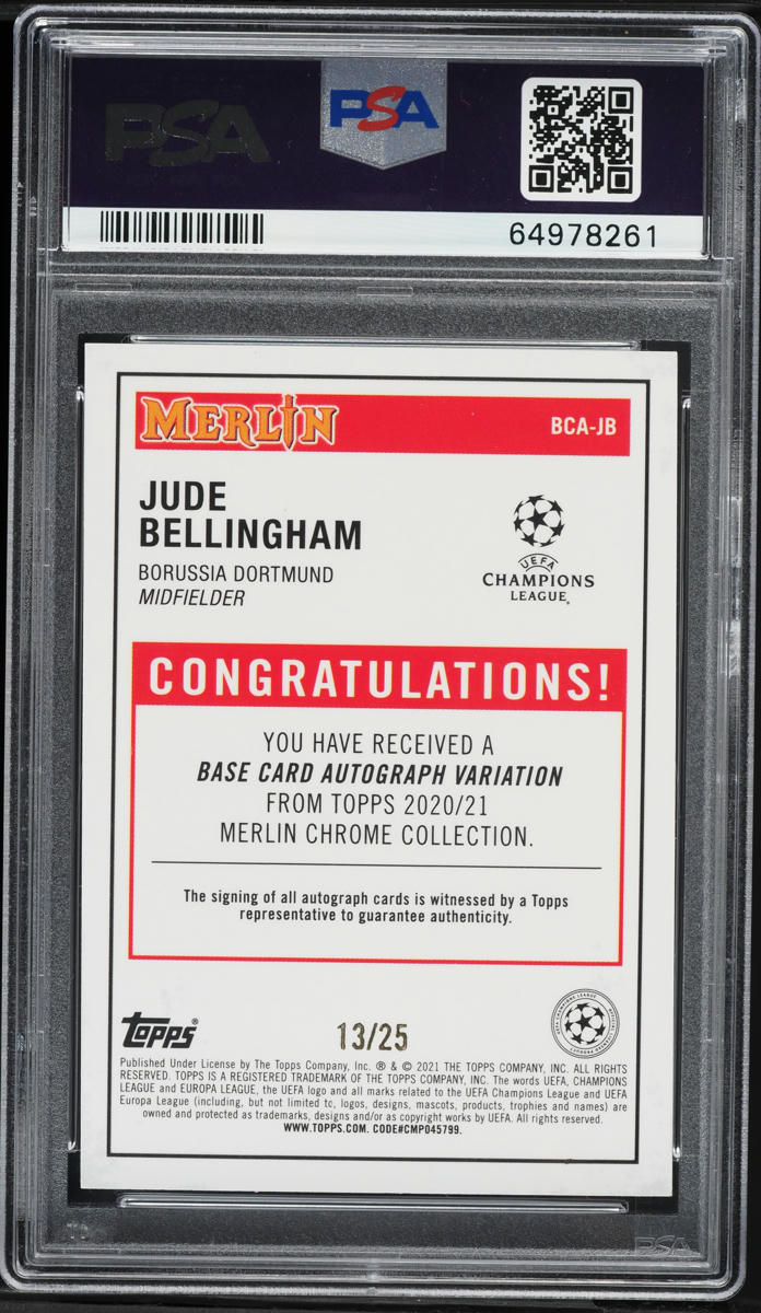 その他 2020 21 topps chrome Bellingham psa9 2020-21 Topps Chrome Soccer Bundesliga Jude Bellingham RC