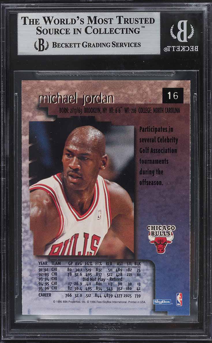 1996 Skybox Premium Rubies Michael Jordan #16 BGS 9 MINT