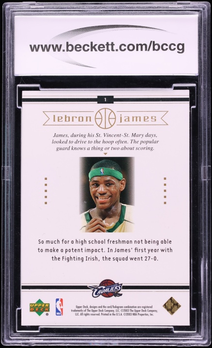 2003 Upper Deck LeBron James Box Set LeBron James ROOKIE #1 BCCG 10