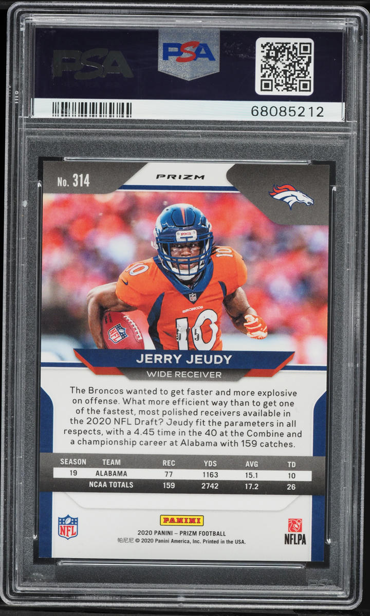 2020 Panini Prizm Gold Vinyl Jerry Jeudy ROOKIE 5/5 #314 PSA 10 GEM MINT
