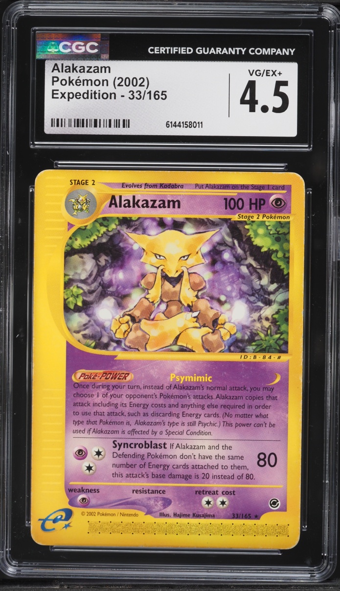 2002 Pokemon Expedition Alakazam #33 CGC 4.5 VGEX+