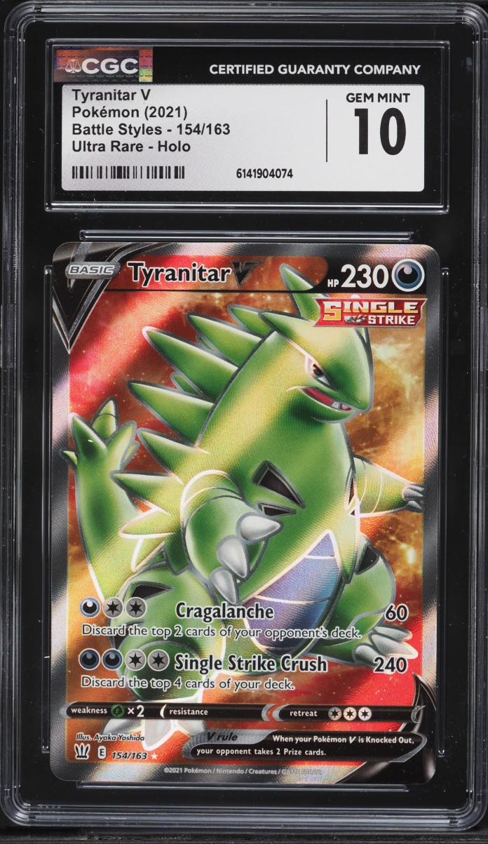 2021 Pokemon Sword & Shield Battle Styles Full Art Tyranitar V #154 CGC 10 GEM MINT