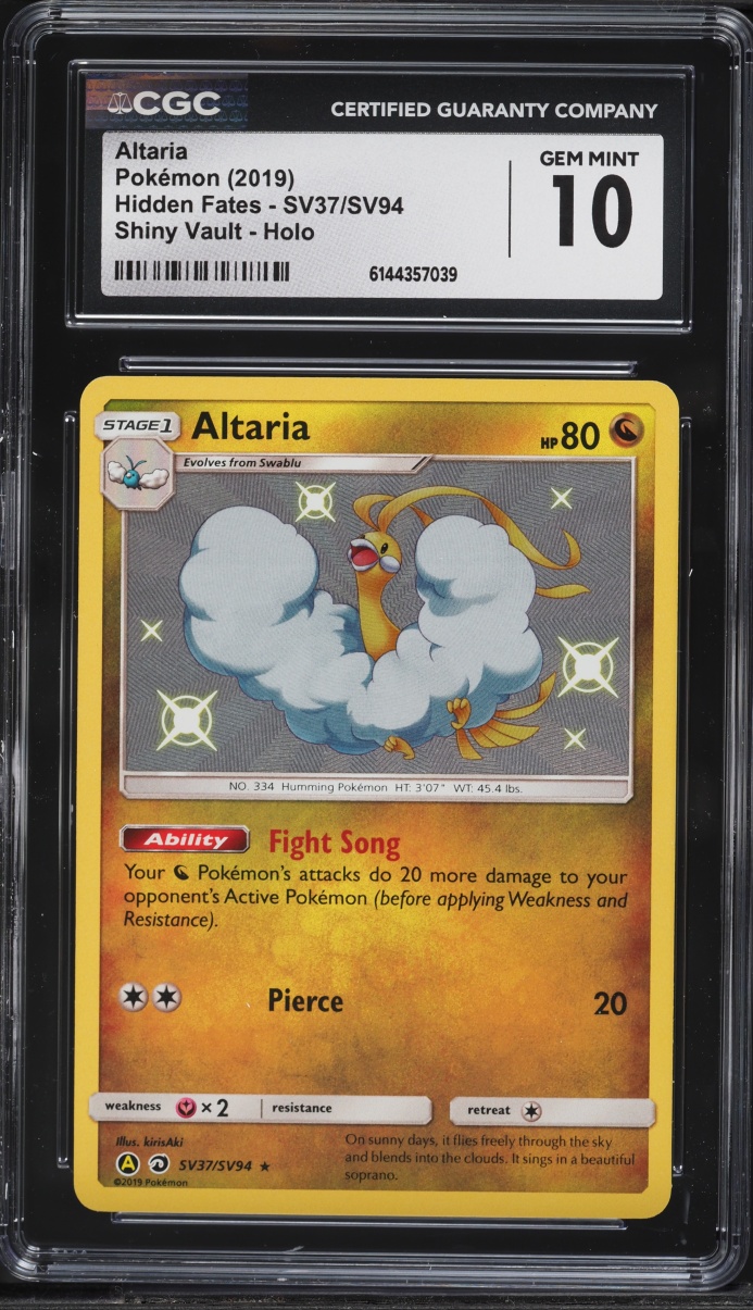 2019 Pokemon Sun & Moon Hidden Fates Shiny Altaria #SV37 CGC 10 GEM MINT